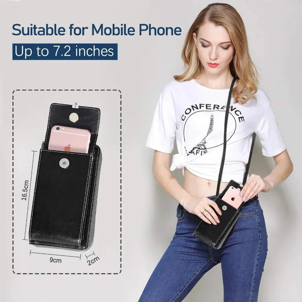 Small Leather Crossbody Phone Bag Women RFID Wallet Compact Organizer